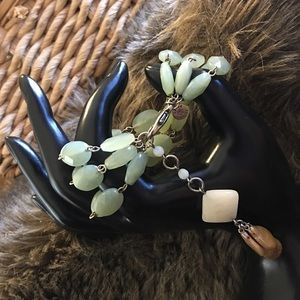 David Aubrey 3 strand green aventurine bracelet